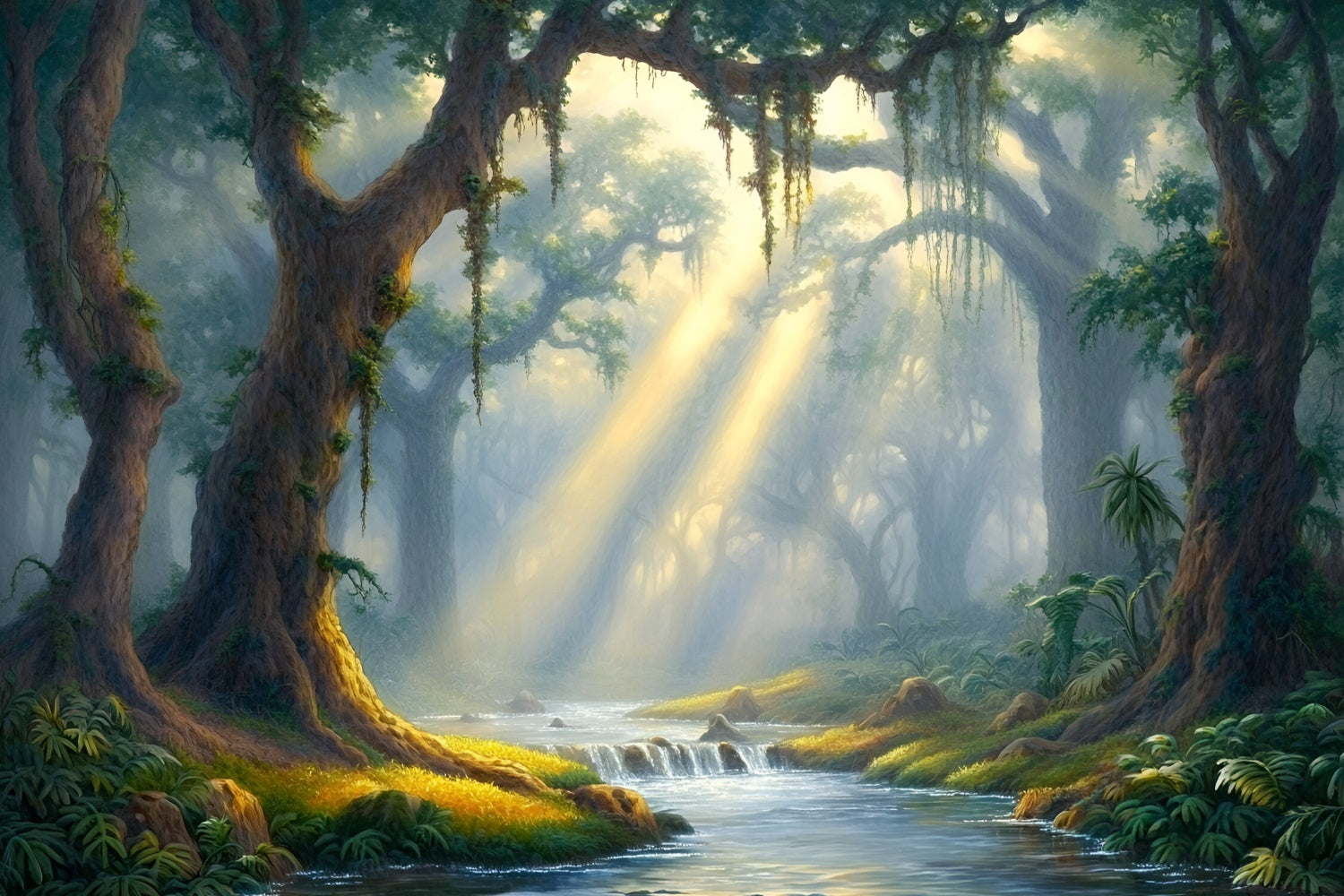 Forest Photo Backdrop River Glowing Light Backdrop CSH4-92