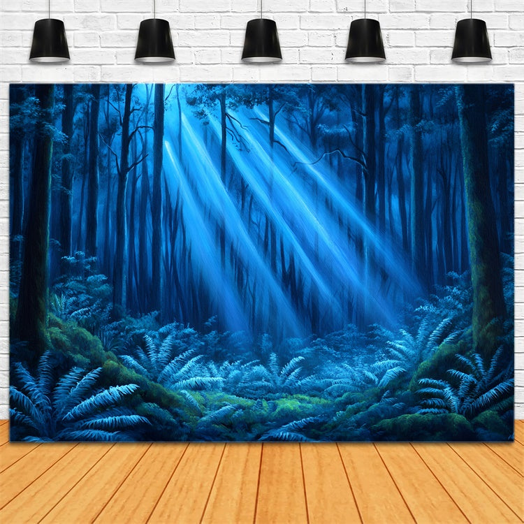 Enchanted Forest Backdrop Ideas Dreamy Blue Rays Forest Backdrop CSH4-97