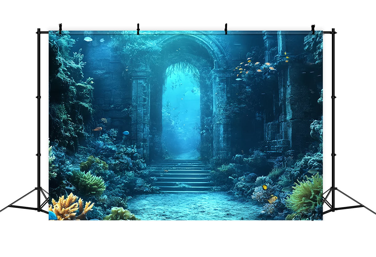 Underwater Backdrop Ancient Ruins Coral Summer Backdrop CSH5-102