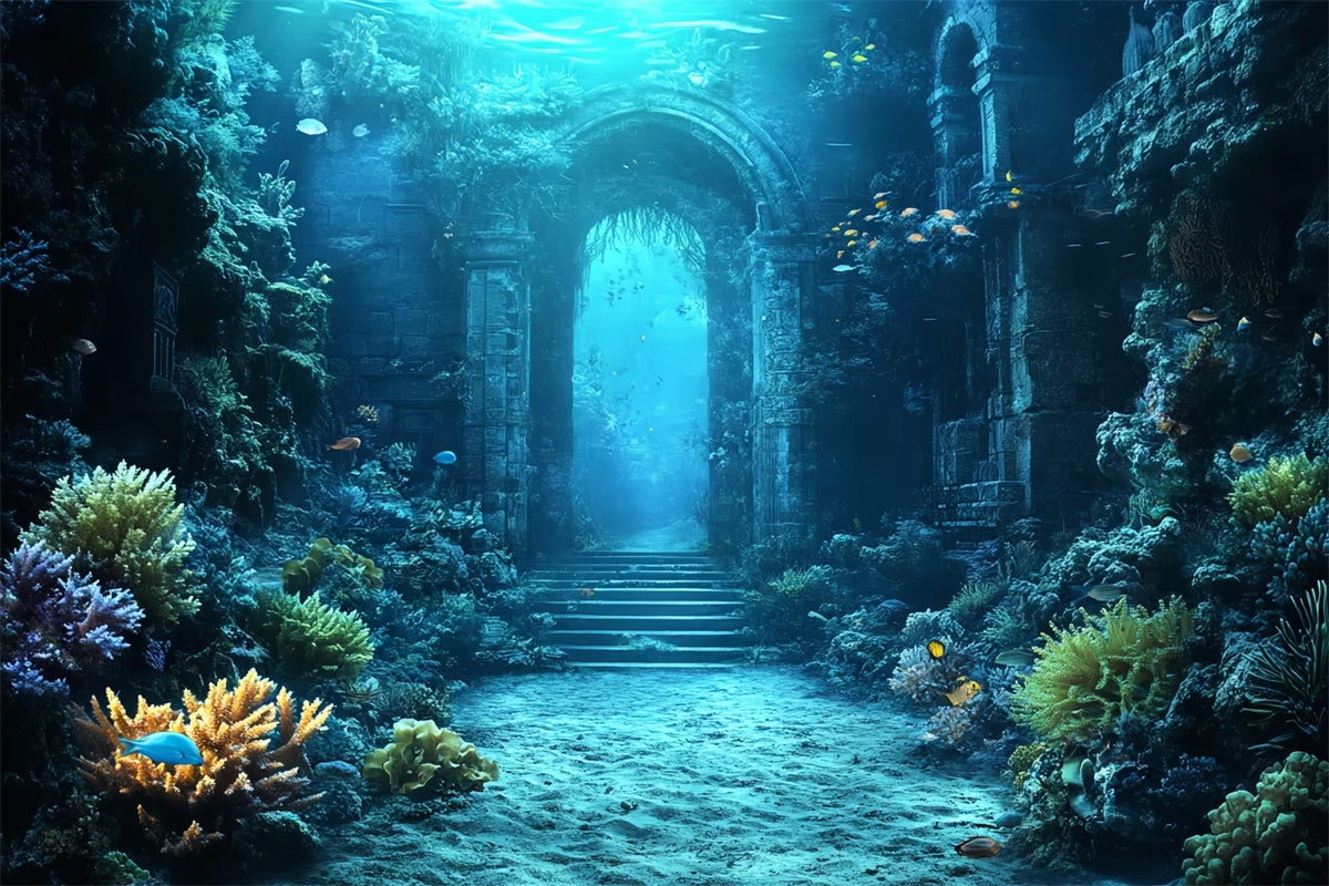 Underwater Backdrop Ancient Ruins Coral Summer Backdrop CSH5-102