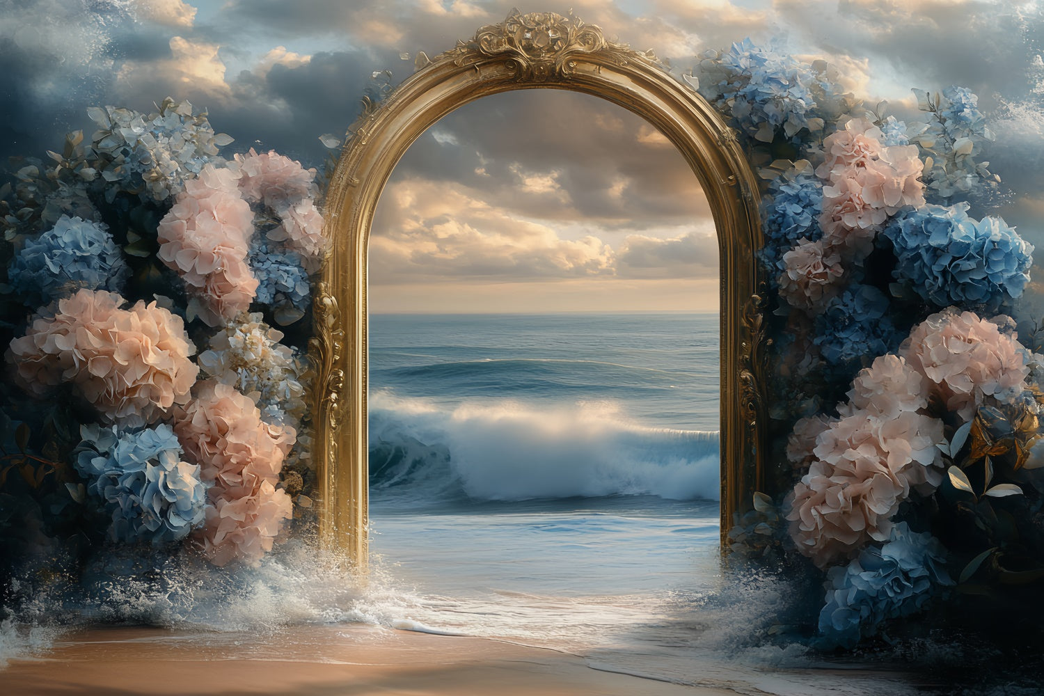 Summer Beach Backdrop Hydrangea Dream Sea Backdrop CSH5-110