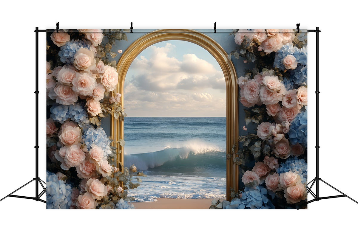 Beach Backdrops Golden Arch Floral Summer Backdrop CSH5-111