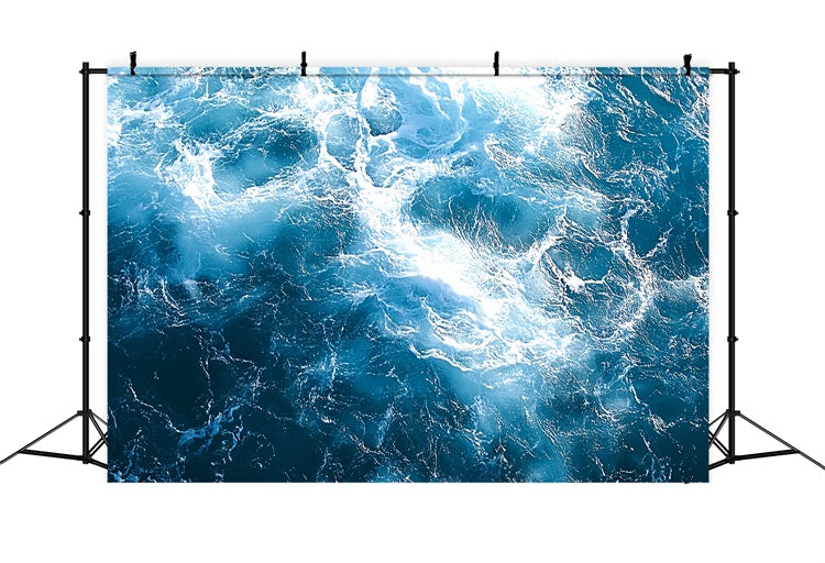 Summer Photo Backdrop Turbulent Sea Foam Blue Backdrop CSH5-118