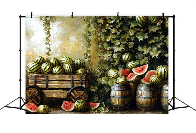 Watermelon Photo Backdrop Vintage Fruit Stand Summer Backdrops CSH5-126