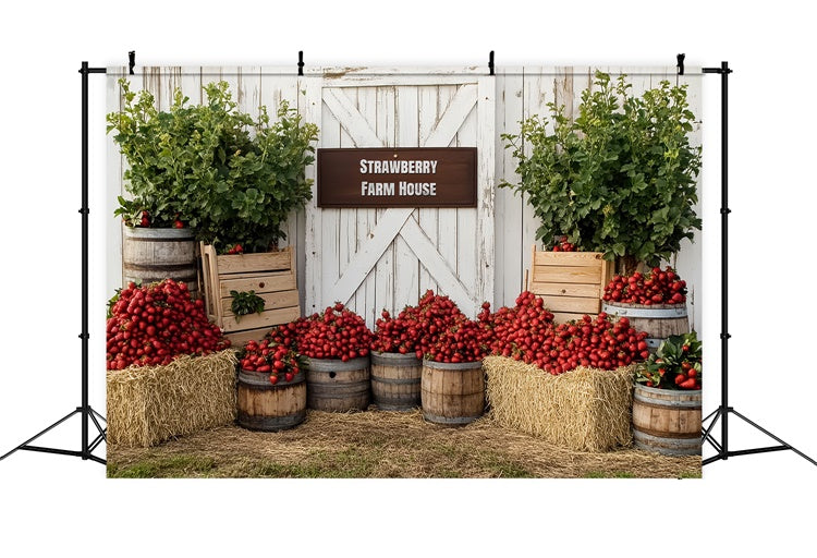 Strawberry Backdrop Rustic Strawberry Farmhouse Backdrop CSH5-128