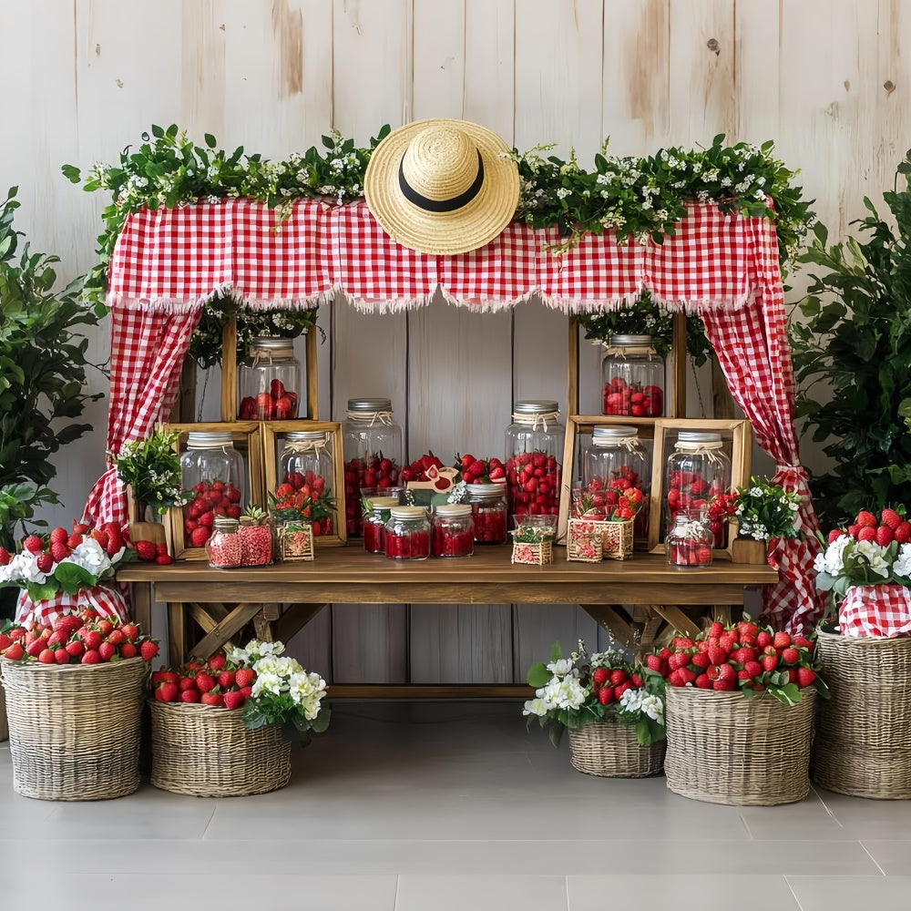 Strawberry Photo Backdrop Strawberry Market Stand Summer Backdrop CSH5-130