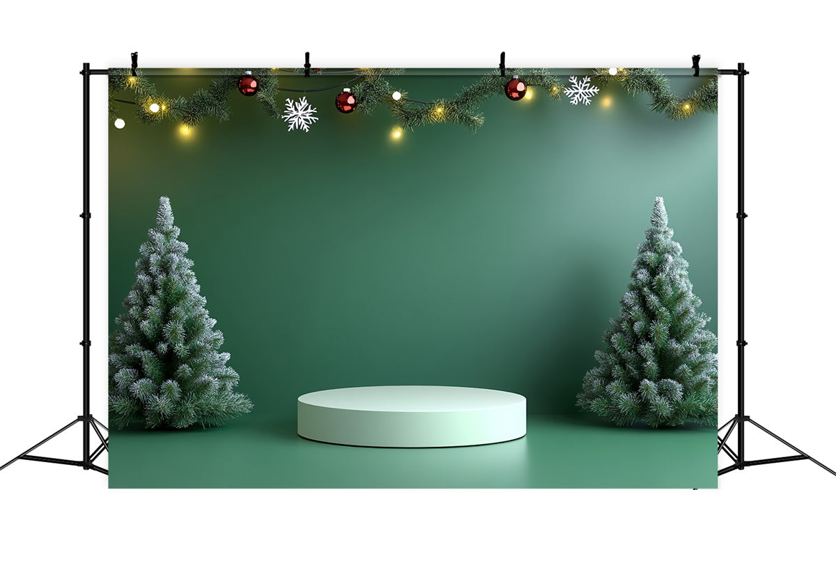 Christmas Stage Backdrops Green Wall Tree Decor Backdrop CSH5-148