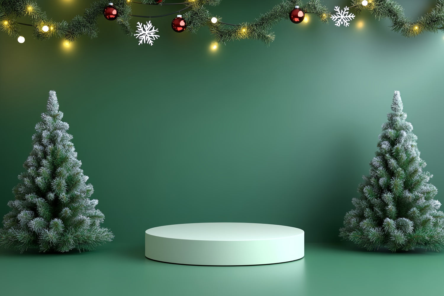 Christmas Stage Backdrops Green Wall Tree Decor Backdrop CSH5-148