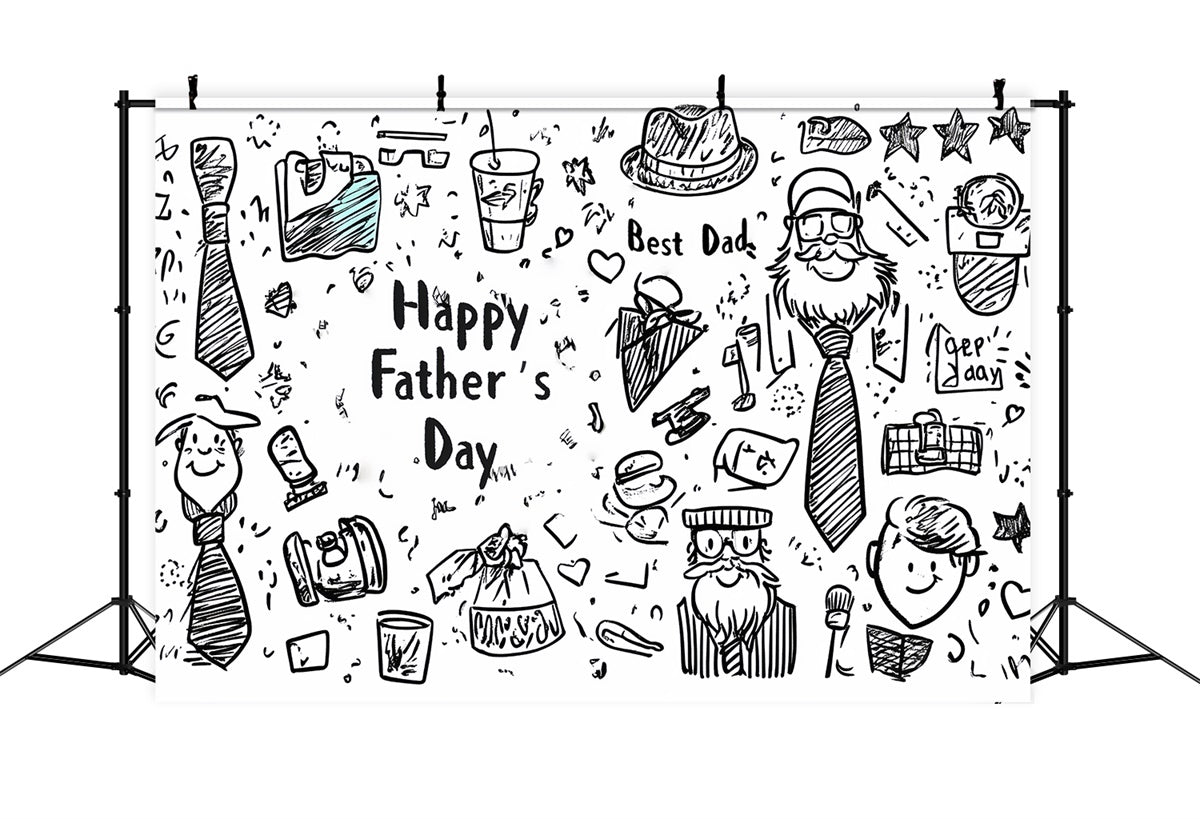 Backdrop Father's Day Cute Doodle Tie Hat Backdrop CSH5-16