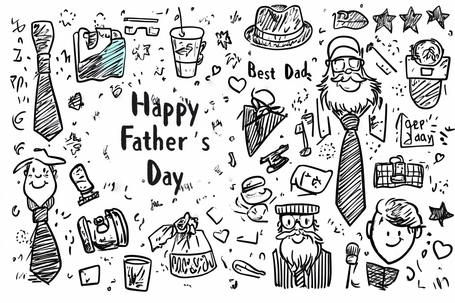Backdrop Father's Day Cute Doodle Tie Hat Backdrop CSH5-16