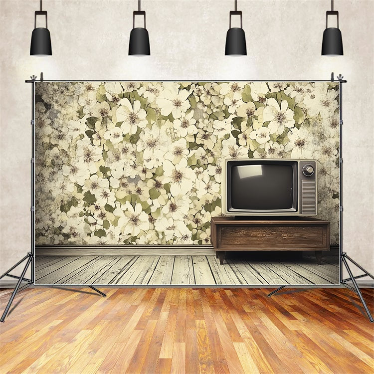 70s Backdrop Floral Living Room Vintage Backdrops CSH5-176