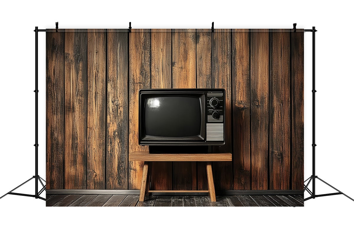 70s Backdrop Wooden Wall Television Vintage Backdrop CSH5-177