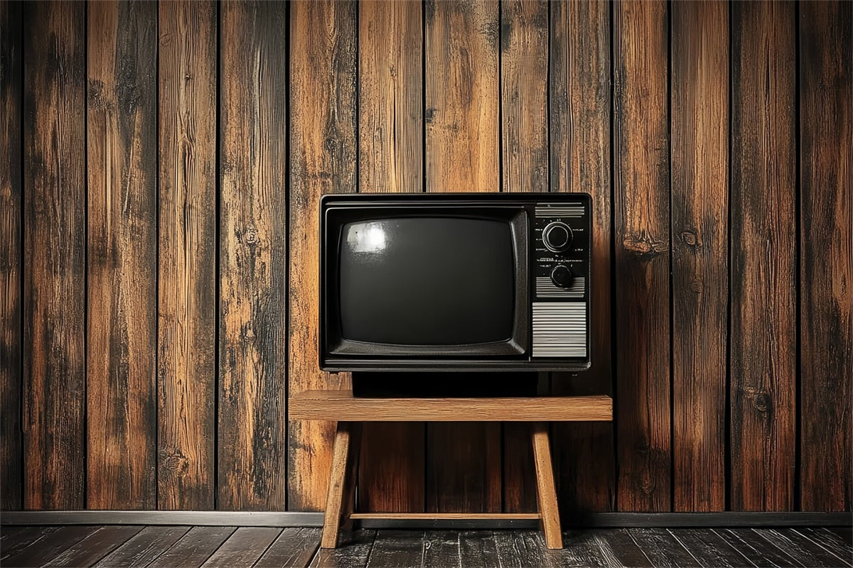 70s Backdrop Wooden Wall Television Vintage Backdrop CSH5-177