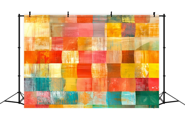 70s Photo Backdrop Vibrant Paint Grid Retro Backdrop CSH5-180