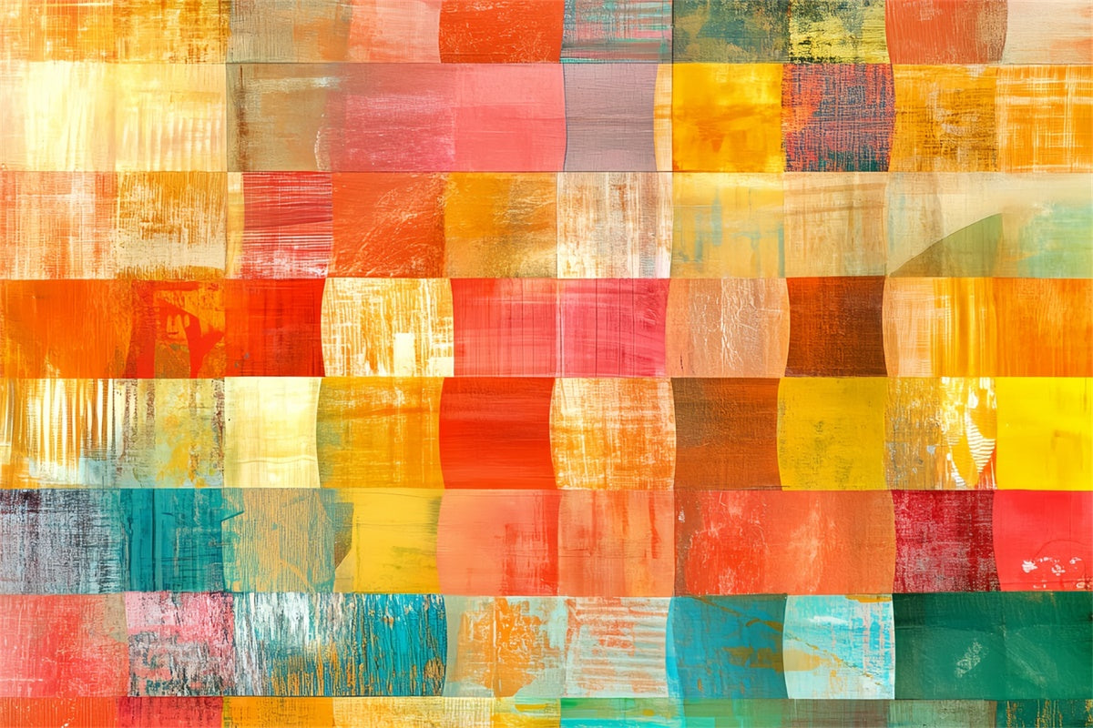 70s Photo Backdrop Vibrant Paint Grid Retro Backdrop CSH5-180