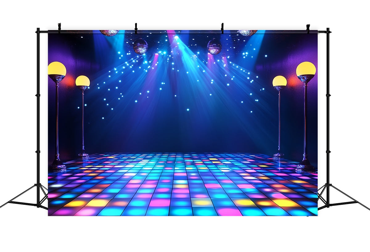 80s Photo Backdrop Disco Lights Floor Retro Backdrop CSH5-182
