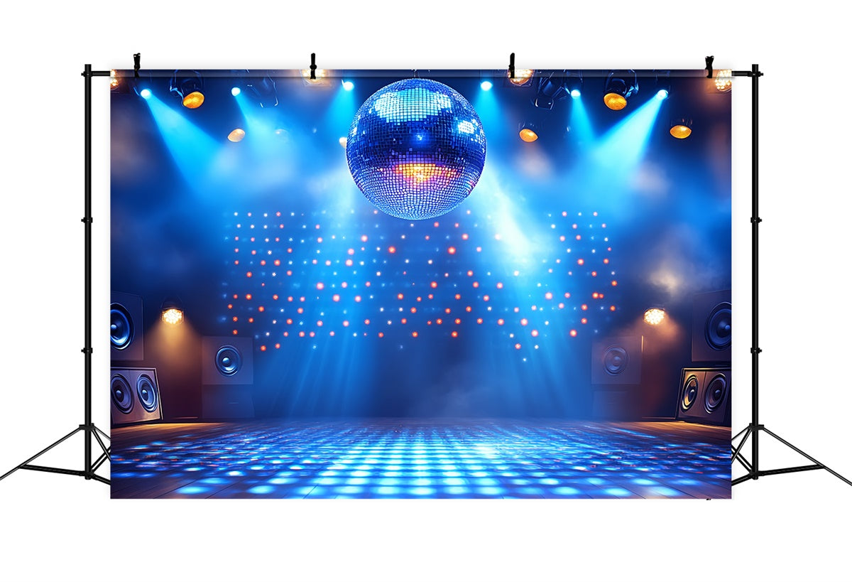 80's Backdrop Blue Disco Ball Stage Retro Backdrop CSH5-186