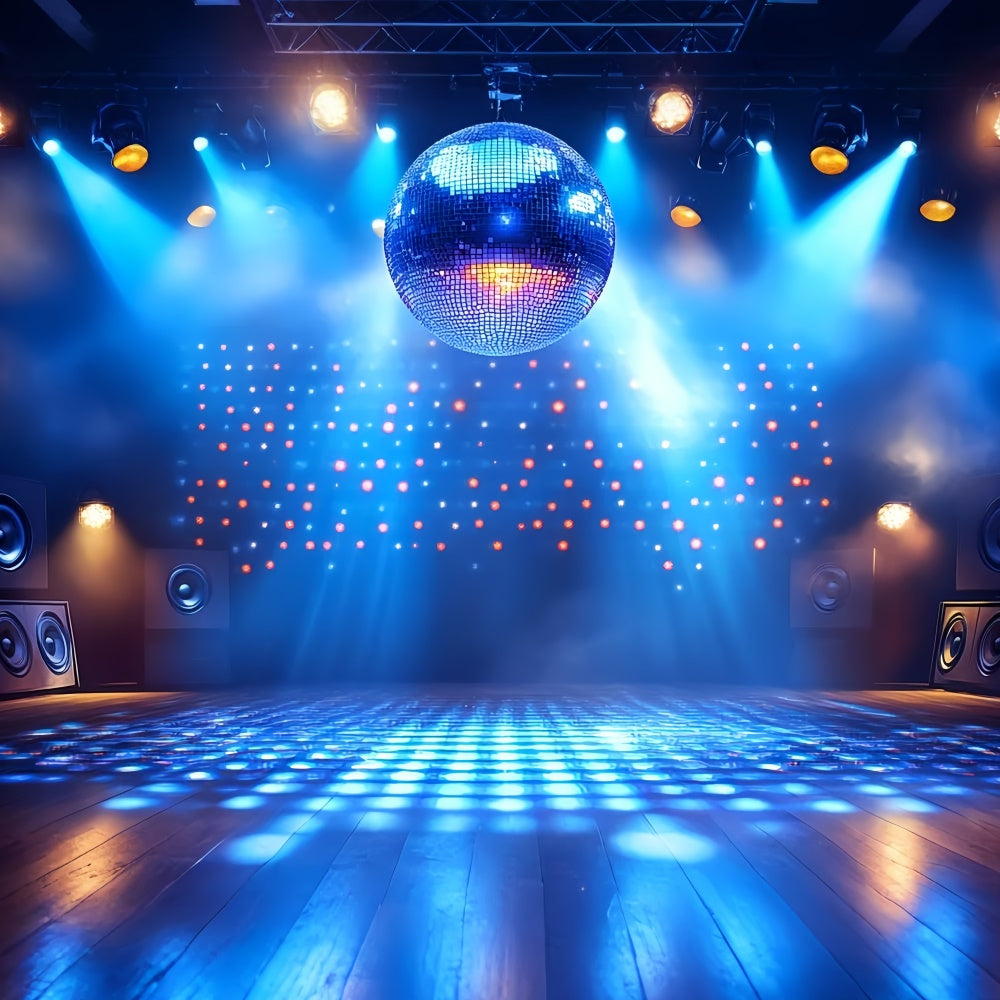 80's Backdrop Blue Disco Ball Stage Retro Backdrop CSH5-186
