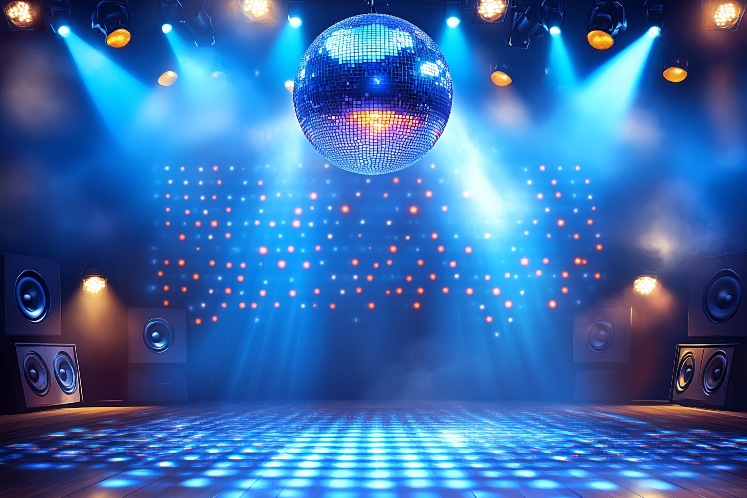 80's Backdrop Blue Disco Ball Stage Retro Backdrop CSH5-186