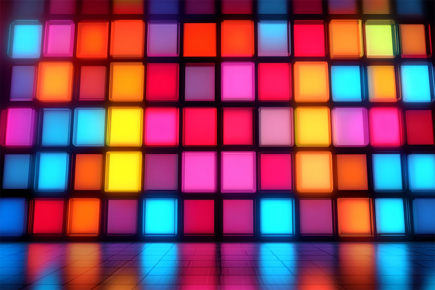 80s Photo Backdrop Vintage Neon Block Wall Backdrop CSH5-188