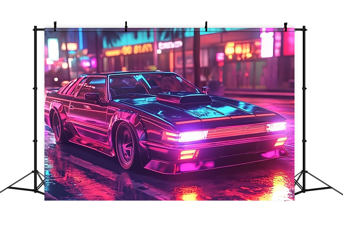 80s Photo Backdrop Street Lights Car Vintage Backdrop CSH5-190