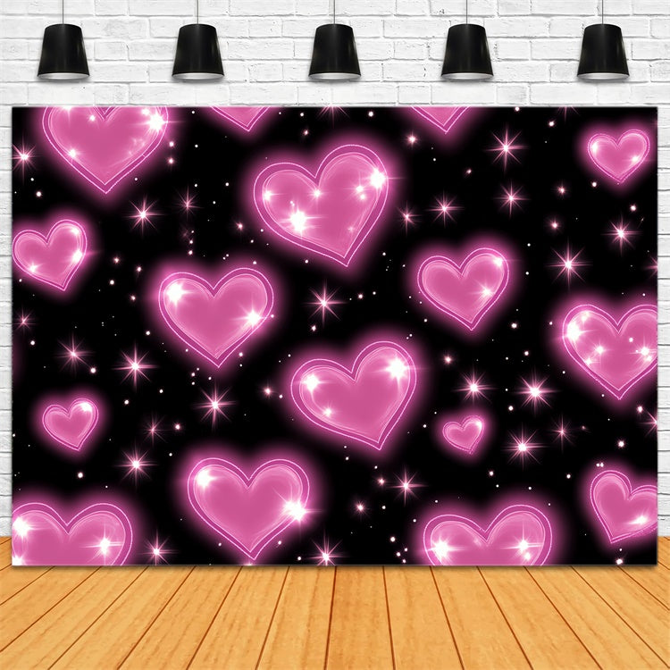 90s Photography Backdrops Neon Heart Glowing Backdrop CSH5-194