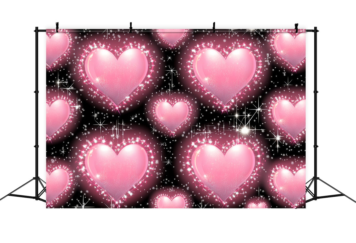 90s Backdrop Glittering Bubble Heart Sparkle Backdrop CSH5-195