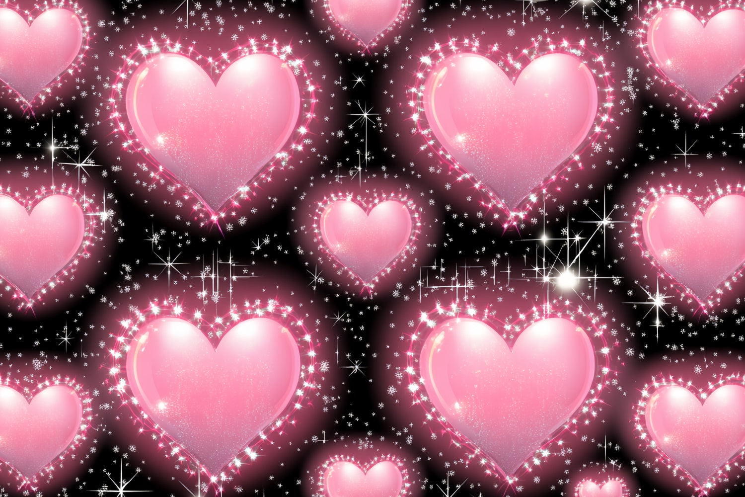 90s Backdrop Glittering Bubble Heart Sparkle Backdrop CSH5-195