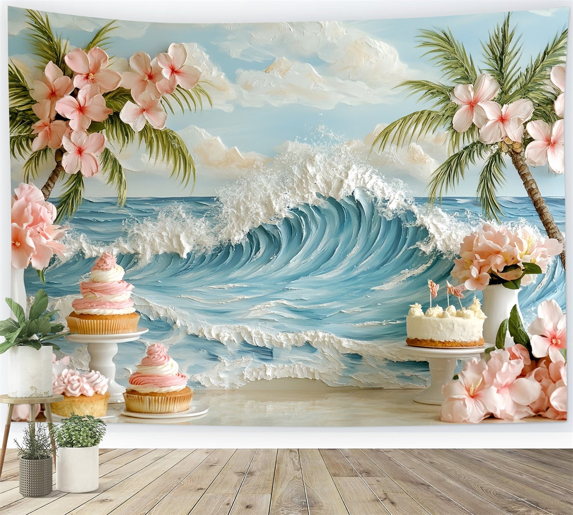 Newborn Photoshoot Backdrop Palm Blossom Party Backdrop CSH5-259