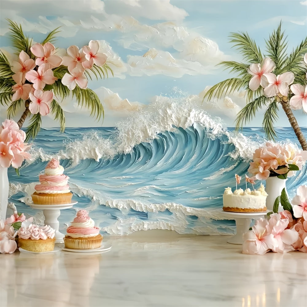 Newborn Photoshoot Backdrop Palm Blossom Party Backdrop CSH5-259