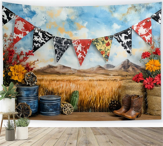 Western Cowboy Backdrop Rustic Baby Rodeo Kids Backdrop CSH5-263