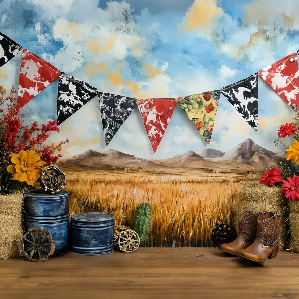 Western Cowboy Backdrop Rustic Baby Rodeo Kids Backdrop CSH5-263