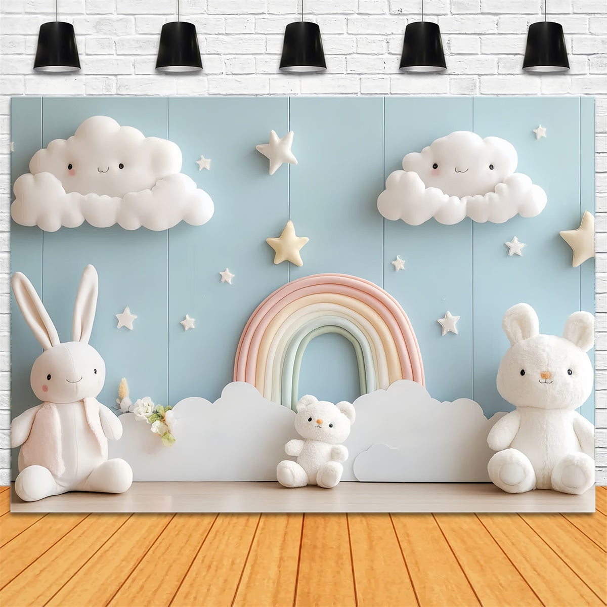 Newborn Photography Backdrops Bunny Rainbow Cloud Backdrop CSH5-278