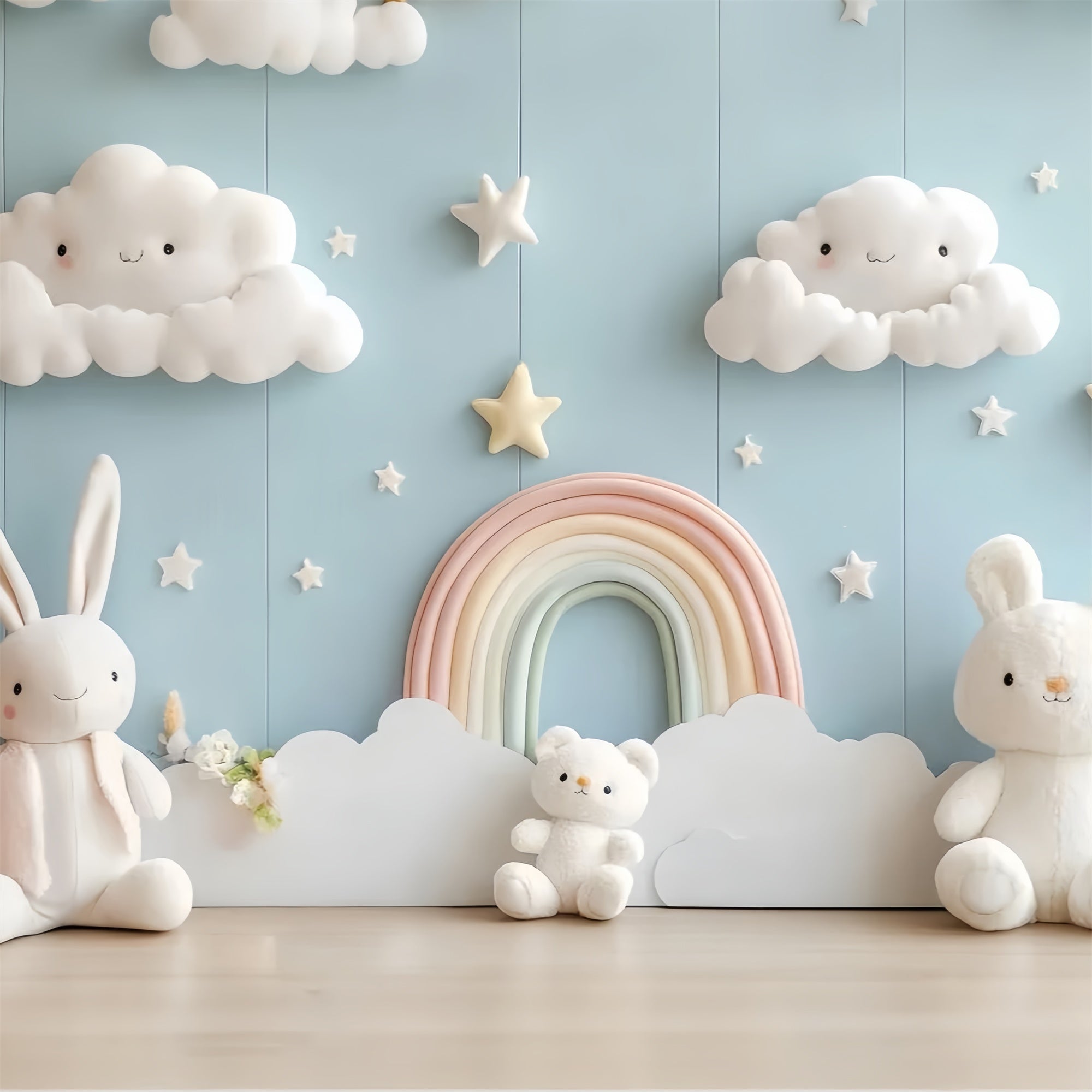 Newborn Photography Backdrops Bunny Rainbow Cloud Backdrop CSH5-278