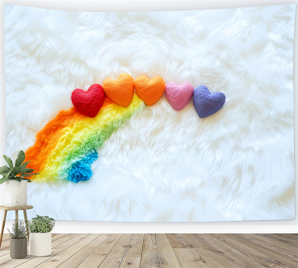 Newborn Photography Backdrop Rainbow Heart Fluffy Backdrop CSH5-283