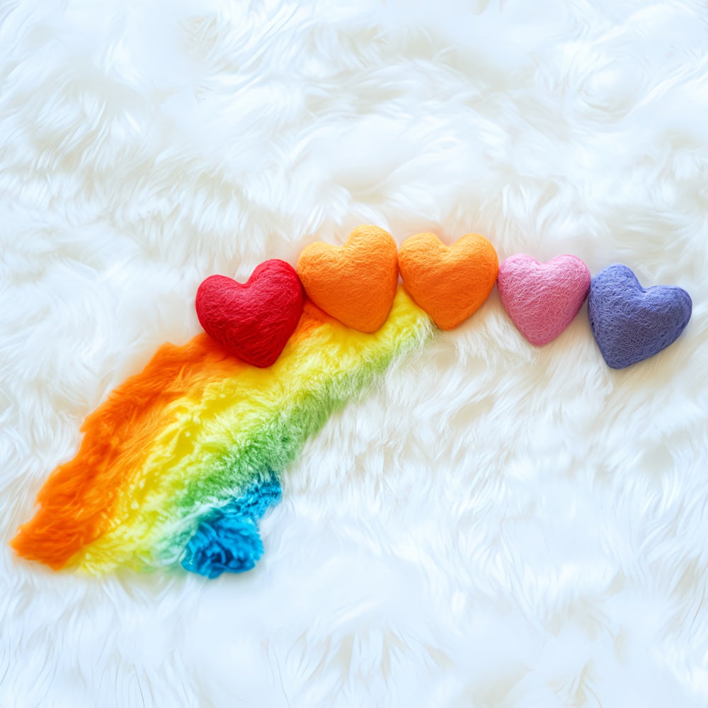 Newborn Photography Backdrop Rainbow Heart Fluffy Backdrop CSH5-283