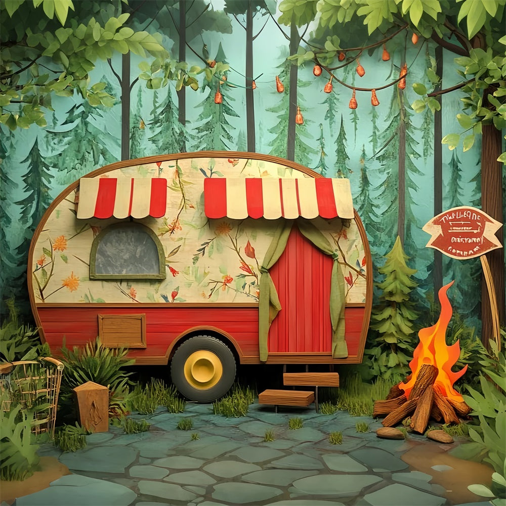 Children Backdrops Woodland Camper Nights Backdrop CSH5-287