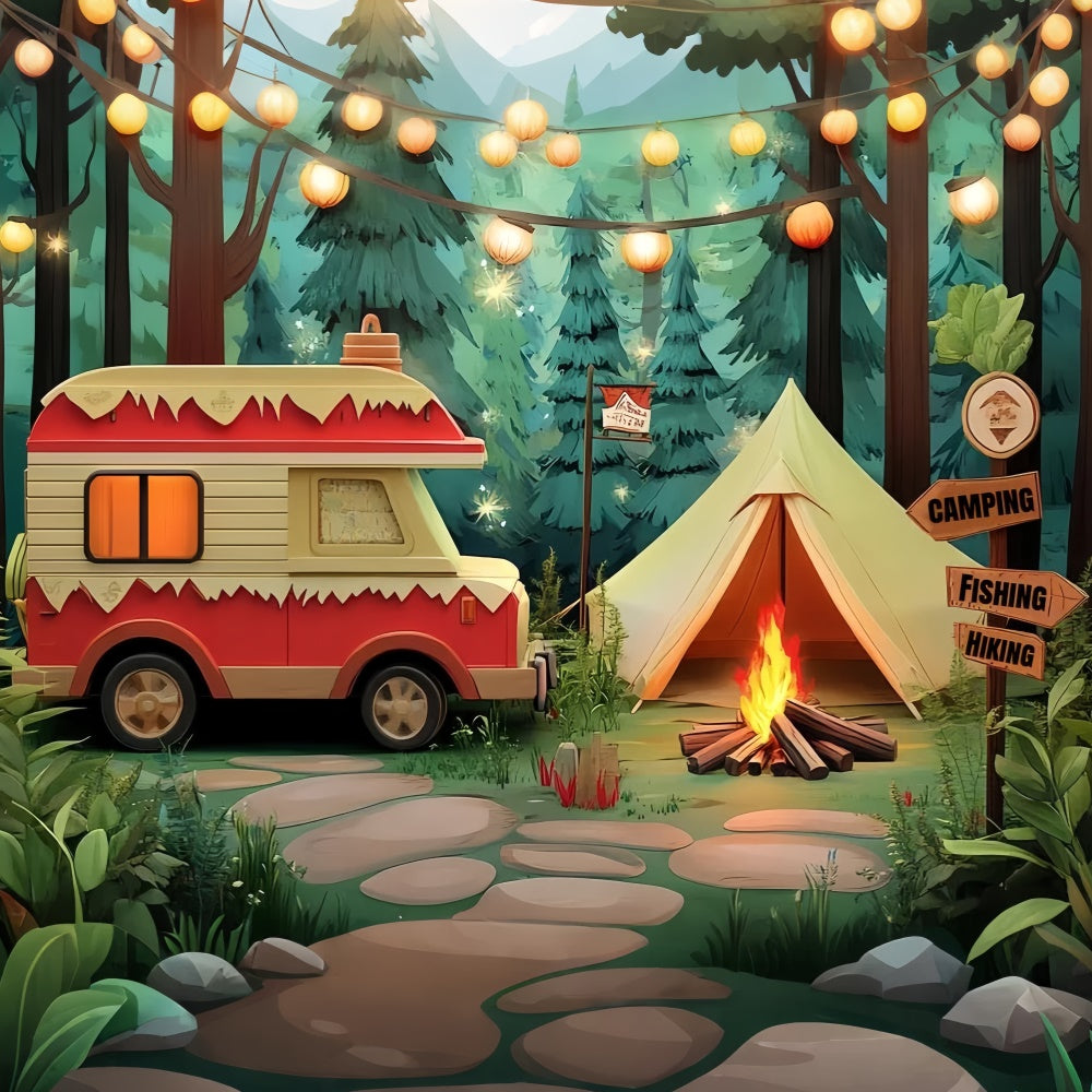 Kids Backdrops Forest Lantern Cozy Tent Backdrop CSH5-288