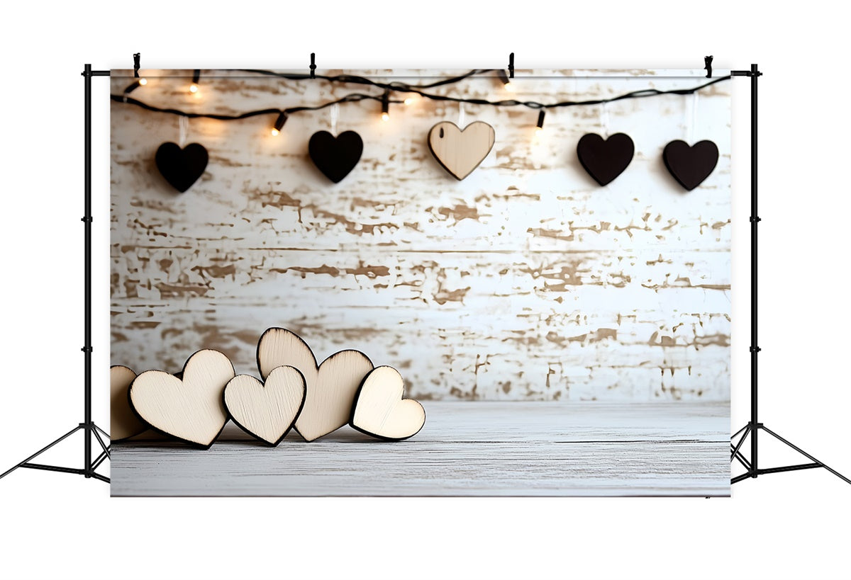 Fathers Day Backdrop Wooden Heart String Lights Backdrop CSH5-29