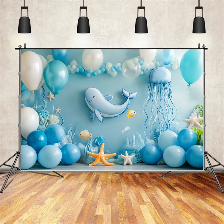 Newborn Backdrops Balloon Blue Sea World Backdrop CSH5-292