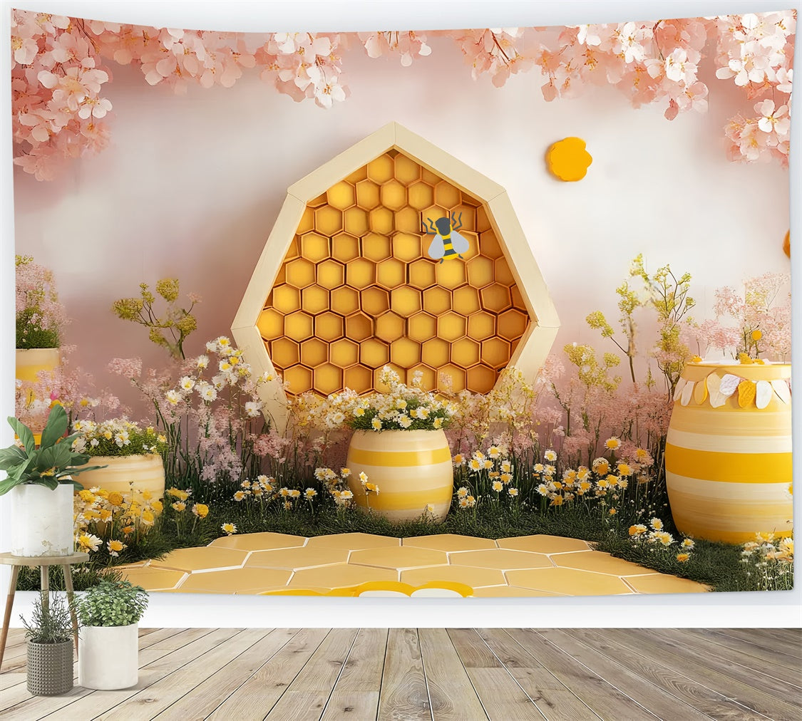 Kids Backdrop Honeybee Daisy Blossom Garden Backdrop CSH5-295
