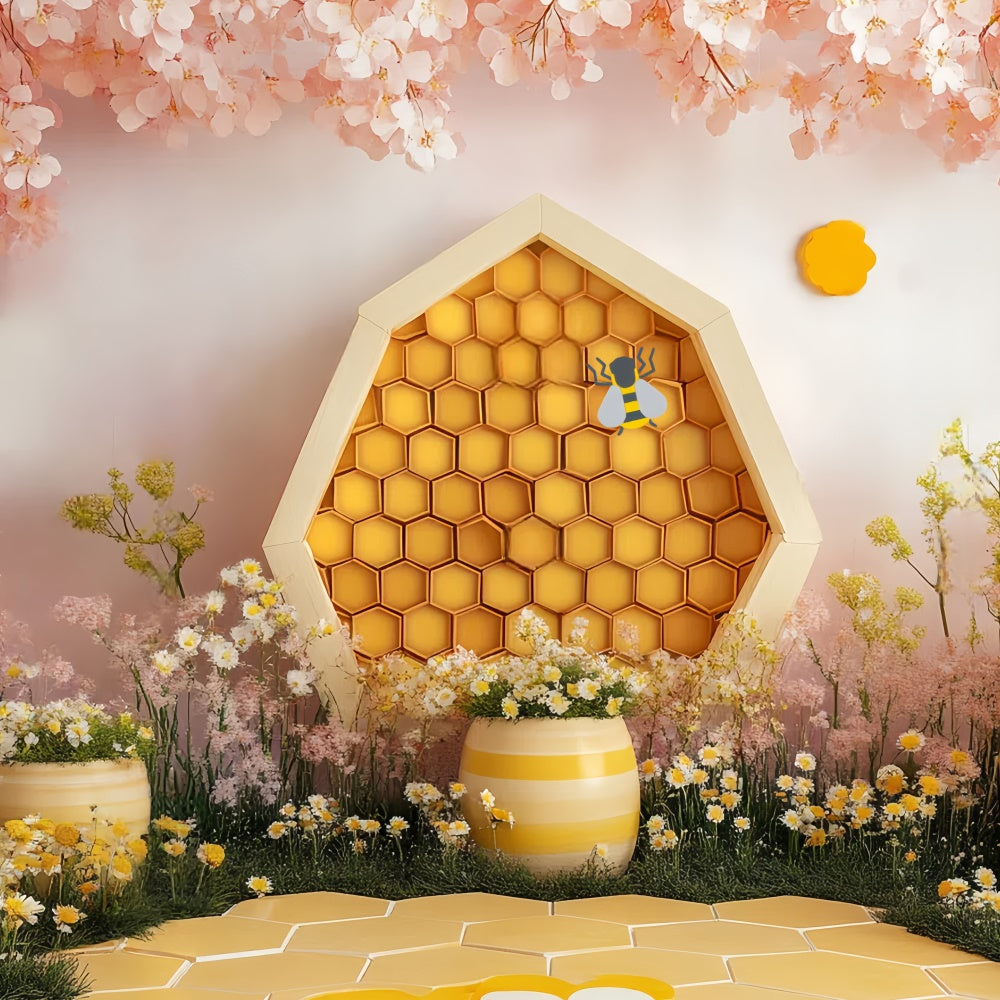 Kids Backdrop Honeybee Daisy Blossom Garden Backdrop CSH5-295