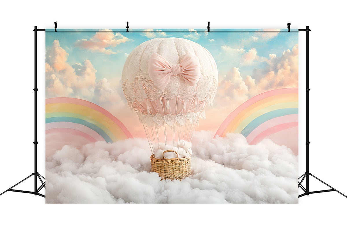 Kids Backdrops Rainbow Cloud Balloon Journey Backdrop CSH5-298