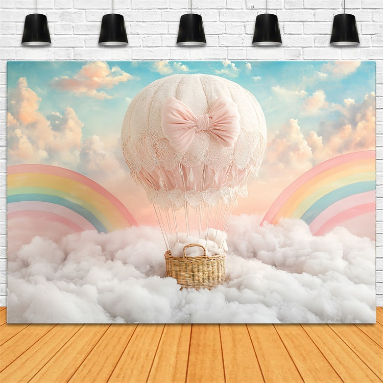 Kids Backdrops Rainbow Cloud Balloon Journey Backdrop CSH5-298