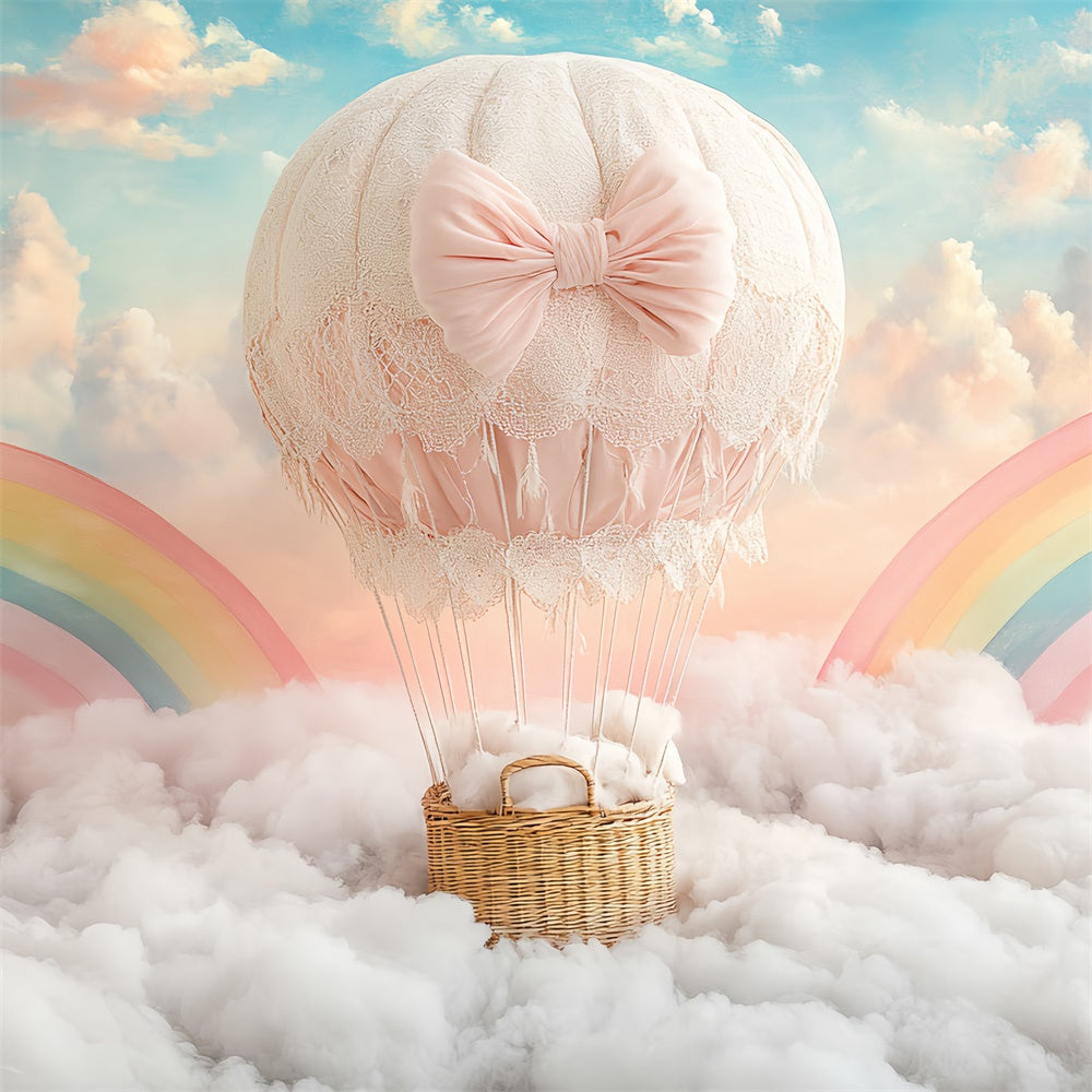 Kids Backdrops Rainbow Cloud Balloon Journey Backdrop CSH5-298