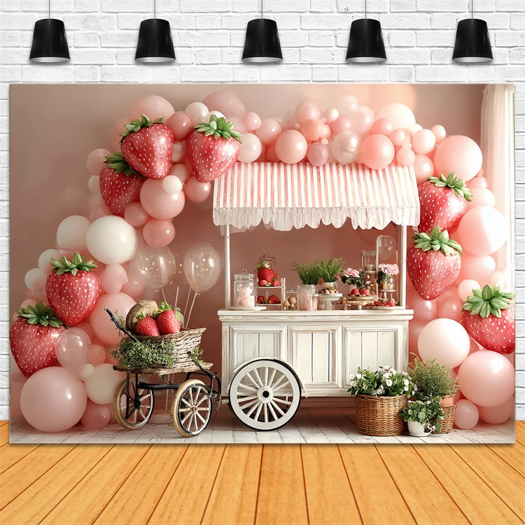 Strawberry Backdrop Candy Cart Balloon Kids Backdrop CSH5-302