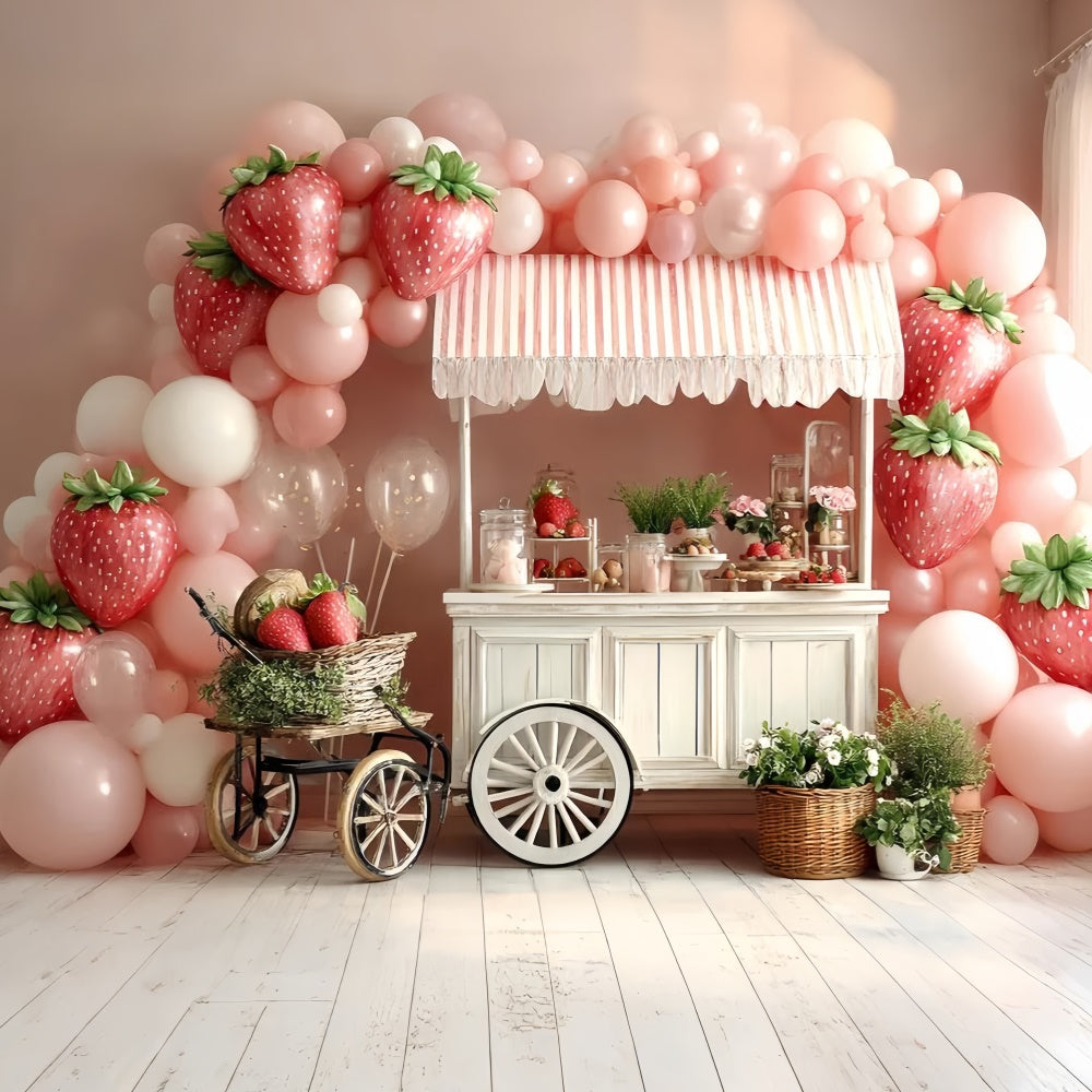 Strawberry Backdrop Candy Cart Balloon Kids Backdrop CSH5-302