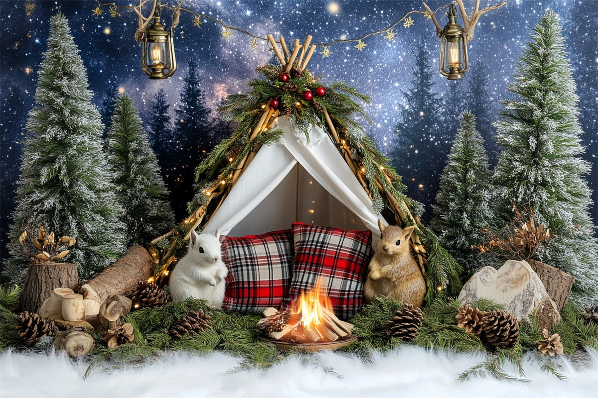 Christmas Backdrop Starry Woodland Camp Kids Photo Backdrop CSH5-306