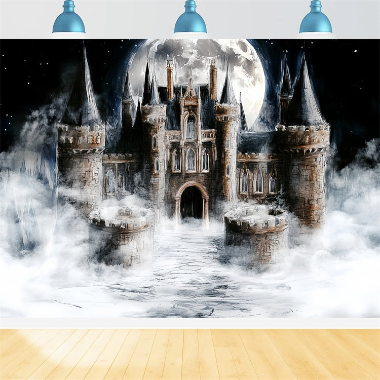 Castle Backdrops Moonlit Mist Castle Kids Backdrop CSH5-309