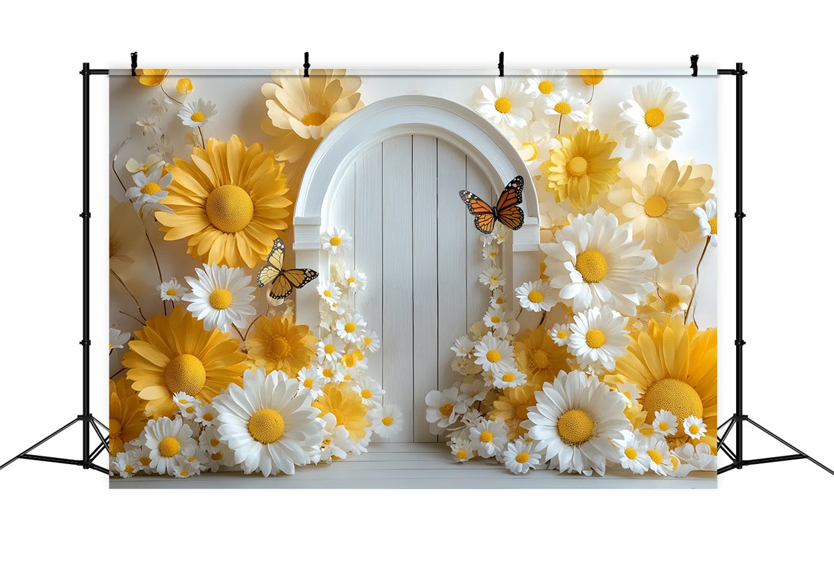 Children Backdrops Yellow Daisy Door Delight Backdrop CSH5-312